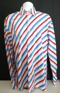 H Hilfiger Men's Striped Long Sleeve Button Front Shirt 2XL